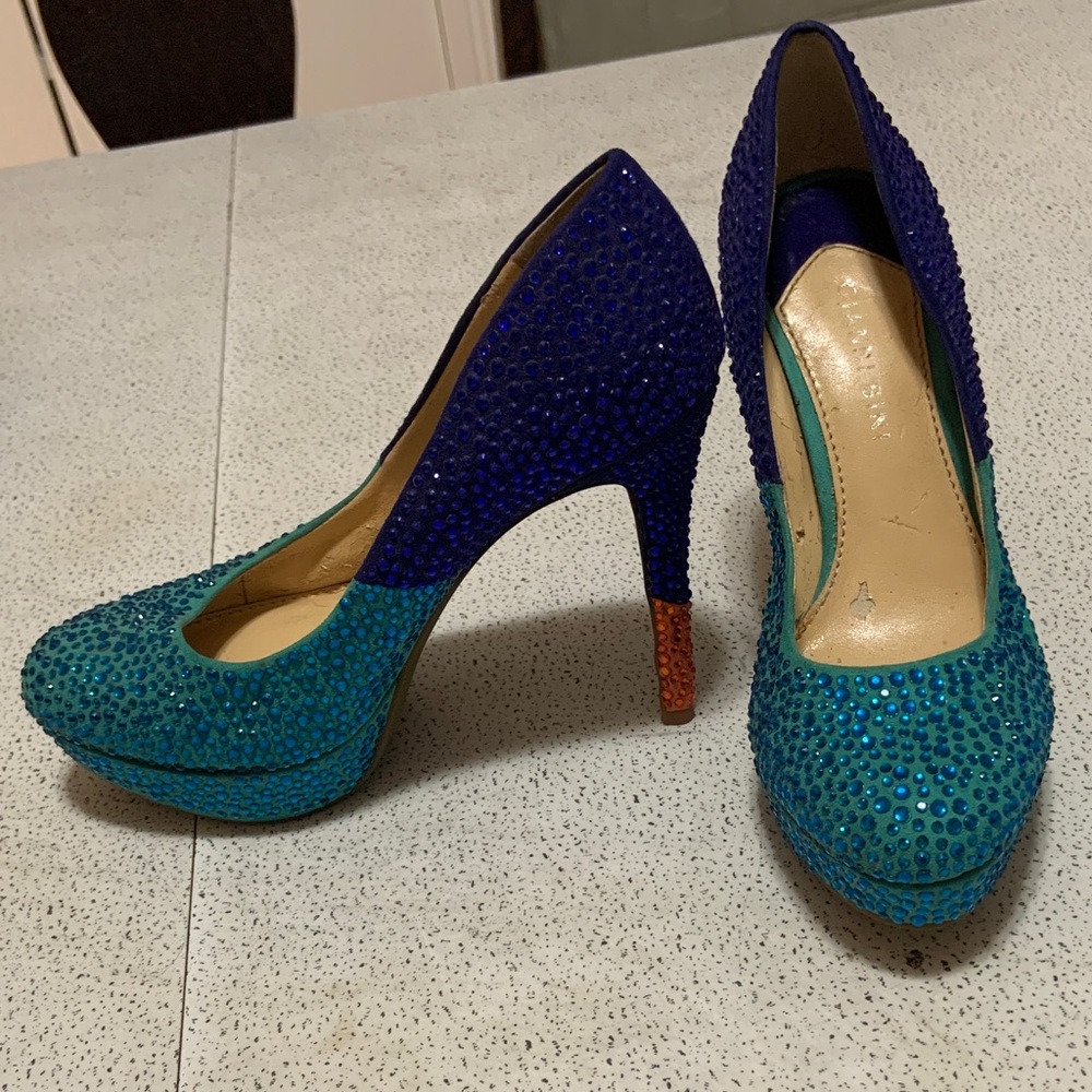 Elegant Blue and Green Women's Heels